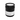 Black jar of salt scrub with a label on a white background